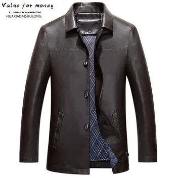 

Men's luxurious Genuine Leather Long Jacket Brand Windbreaker Man Leather Jackets Winter Coat Plus Size Men's Leather Jackets