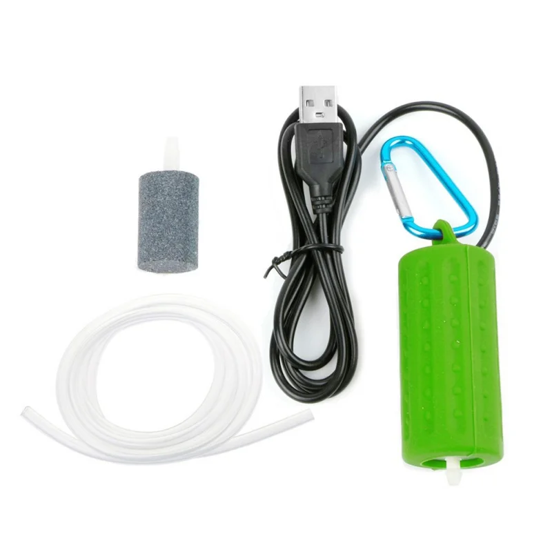 Функция Ультра тихий высокоэнергоэффективный USB мини аквариумный фильтр для рыбалки кислородный воздушный насос - Цвет: Зеленый