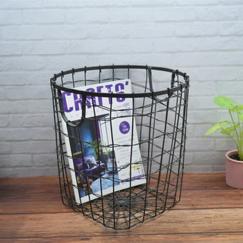 

1PC Iron Wire Basket Hollow out Durable Modern Handheld Clothes Organizer for Home Shop