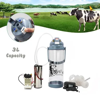 

3L Household Electric Milking Machine Cow Goat Sheep Milker Single Vacuum Pump Bucket Food Safety Level Plastic Milking Machine