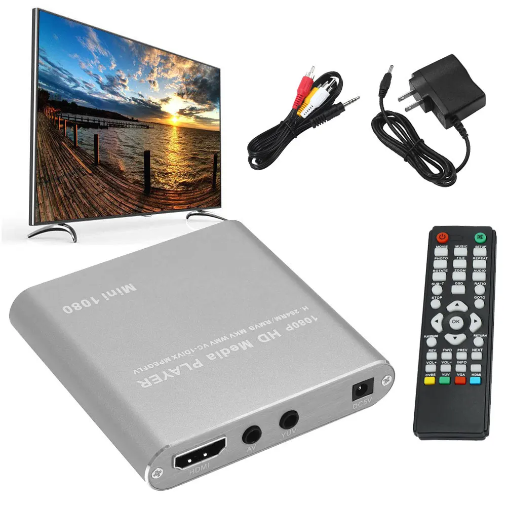 Мини HDD медиаплеер хост 1080P Full HD tv Box USB внешний мультимедийный плеер кардридер HDMI MKV AVI H.264 RMVB WMV MMC