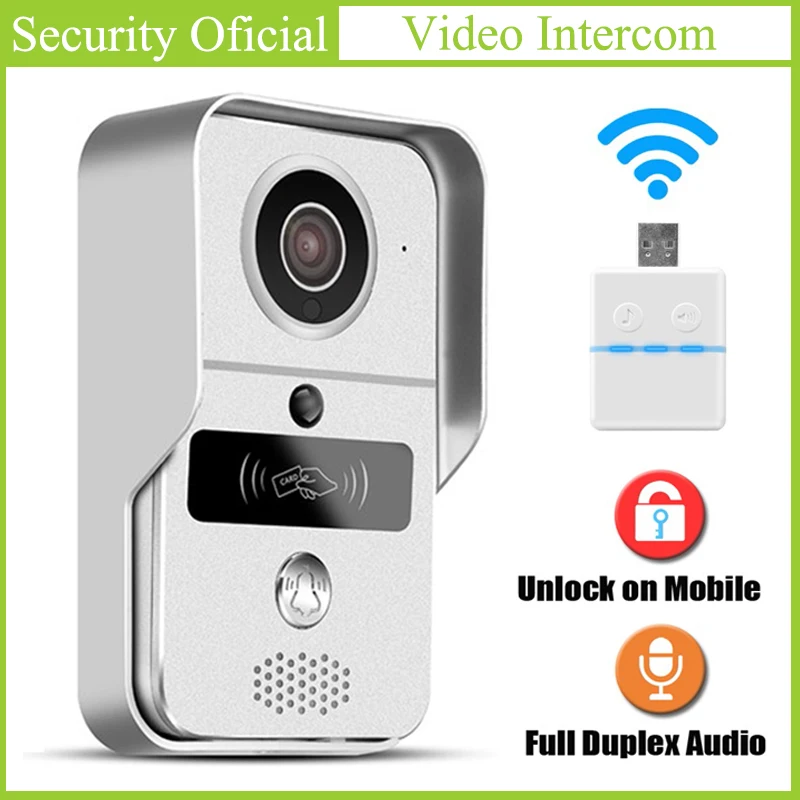 WIFI RFID Video Door Phone Night Vision Motion Detection Waterproof 720P HD Camera Smart Wireless Doorbell interfone 64G TF Card