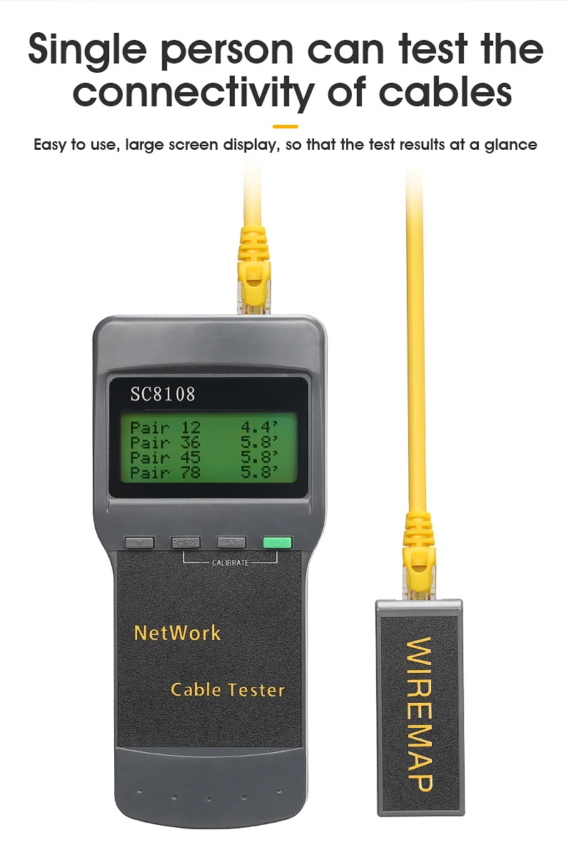 

PAYEN SC8108 Portable LCD Network Tester Meter&LAN Phone Cable Tester & Meter With Display RJ45