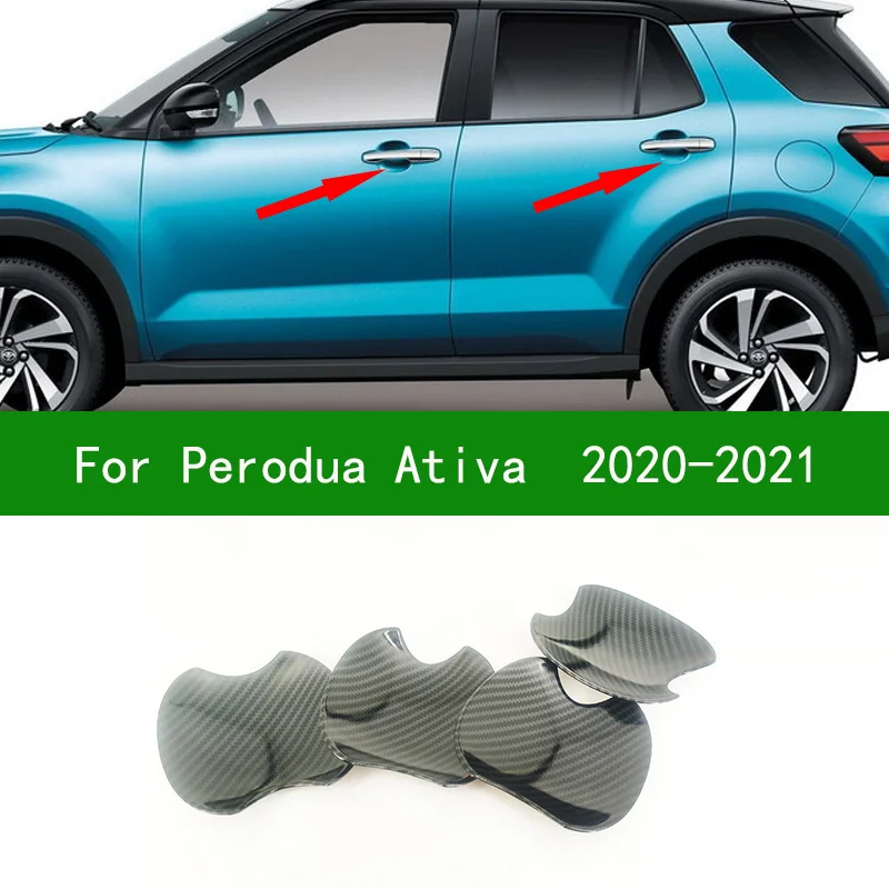 

Accessory glossy black carbon fibre car side door handle bowl cup cover trim for new perodua ativa suv 2020 2021