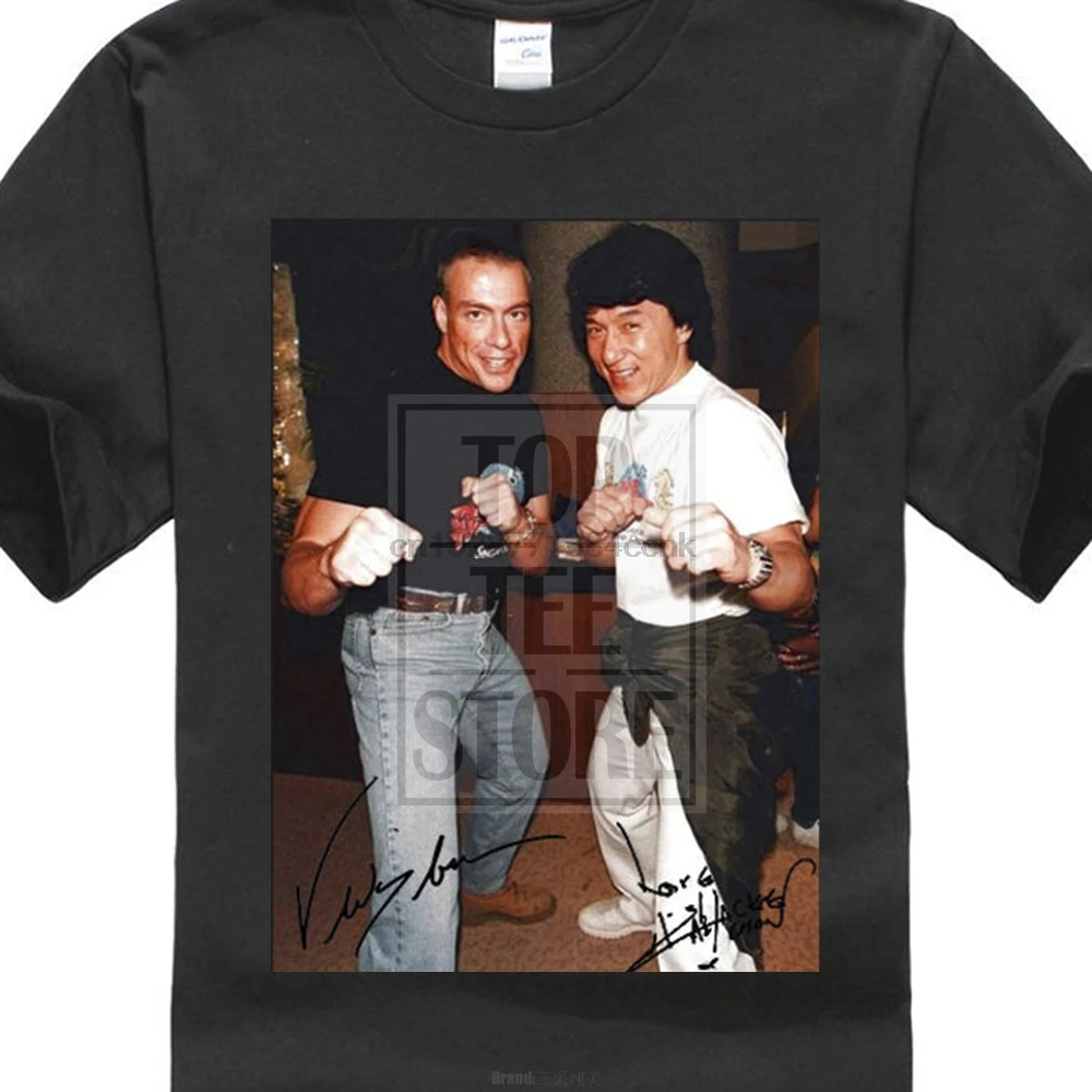 

retro T Shirt Jacky Chan Jean-Claude Van Damme Printed T Shirt Men Fashion Round Neck T Shirt Tops Fashion Tees