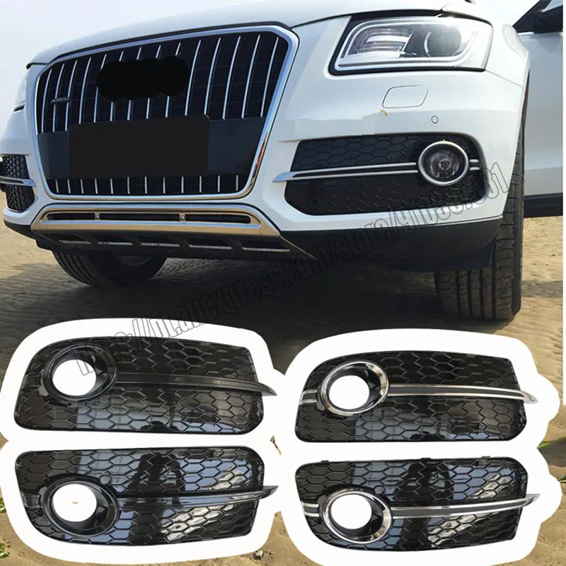 

Fits For AUDI Q5 Sline SQ5 2013 13 2014 14 2015 15 2016 16 2017 Black Silver Front Bumper Grill Fog Light Lamp Covers Trim
