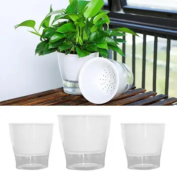 

Flowerpot Transparent Self Watering Creative Plastic Convenient Baskets Garden Pot Economic Plant Grow Basin Home Decor Balcony