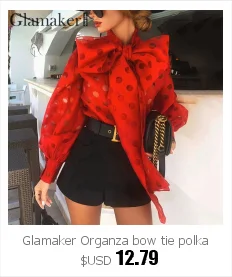 Glamaker, трикотажная сетчатая блузка в горошек, женская, с круглым вырезом, с длинным рукавом, из кусков, короткая белая блузка, женская, осень, зима, Сексуальная Блузка