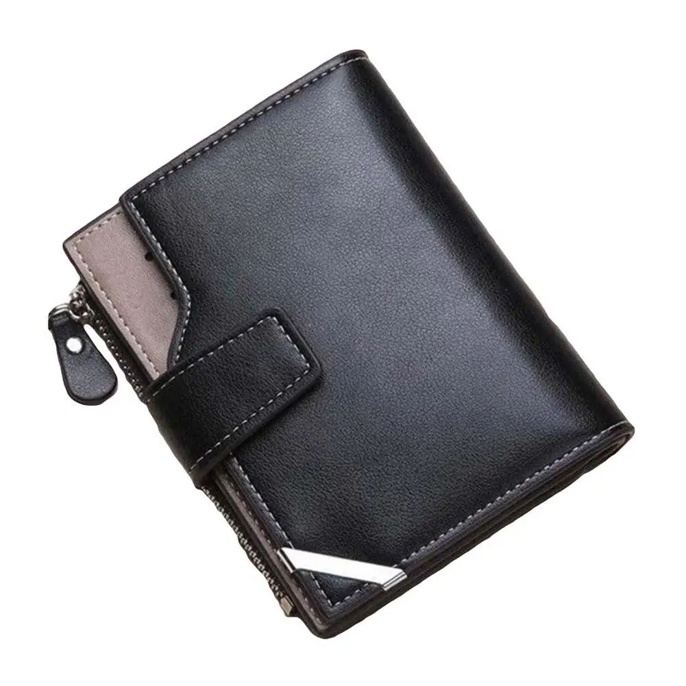 Высококачественный винтажный мужской Одноцветный короткий кошелек из