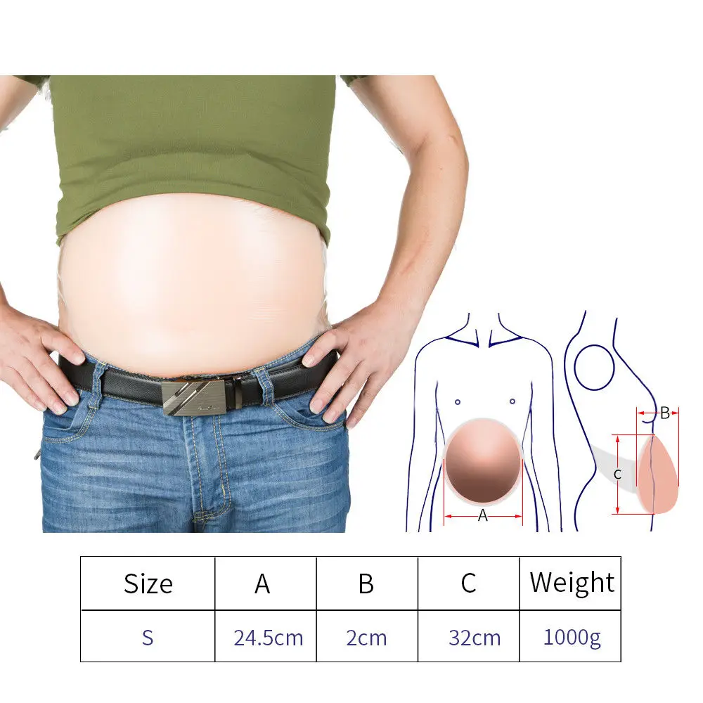Мягкий силиконовый живот реалистичный пивной живот Опора Размер S 1000 г Синтетическая кожа Топы