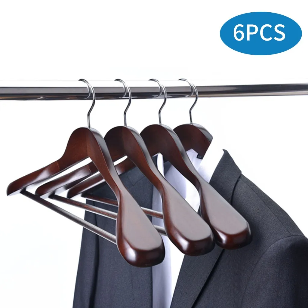 

TENSKE Hangers For Clothes Luxury Mahogany Wood Hanger High-Grade Wide Shoulder Wooden Coat Hangers Solid Wood Suit Hanger 6PCS