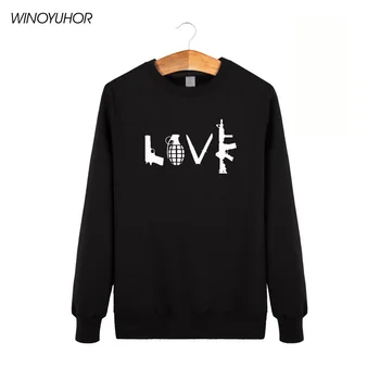 

Love With Guns Hoodies Men Hand Gun Dagger AK47 Novelty Printed Sweatshirt Hip Hop Long Sleeve Pullovers Camisetas Masculina