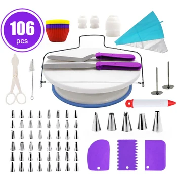 

106pcs Multi-function Cake Decorating Kit 48 Stainless Icing Tip With 1-48 Number Fondant Tool Kitchen Dessert Baking