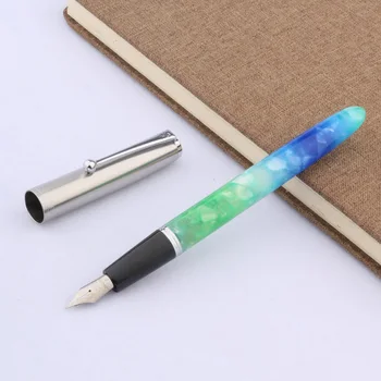 

JINHAO 51-A new Acrylic Northern lights color office silver M nib GIFT fountain pen