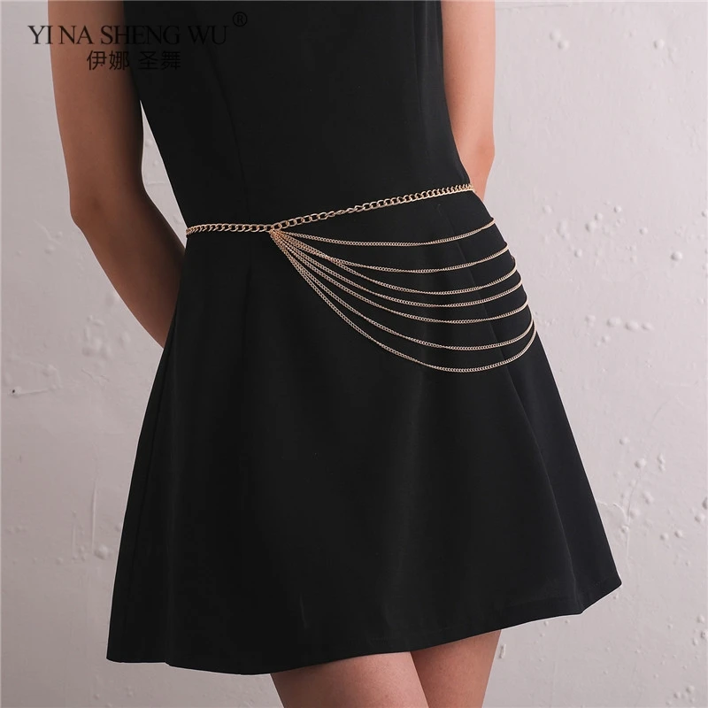 보헤미안 스타일 밸리 댄스 체인 인레이 밸리 댄스 다층 집시 허리 벨트 드레스 허리 체인 인도 바디 쥬얼리 액세서리