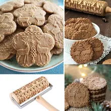 Рождественские Скалки ручные деревянные Выгравированные Скалки тиснение тесто для печенья бисквит Фондант