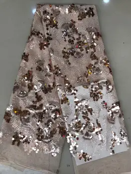 

Exquisite 3D sequins Embroidery Lace Fabric Pink Gold Thread Bridal Gown Wedding Fabrics Tulle Cloth DIY Dress Material FFD1110