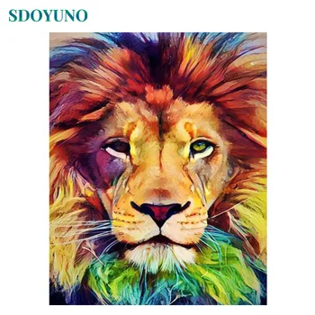 

SDOYUNO 60x75cm Painting By Numbers DIY Colourful Lions Frameless Paint By Numbers Animals Digital Painting On Canvas