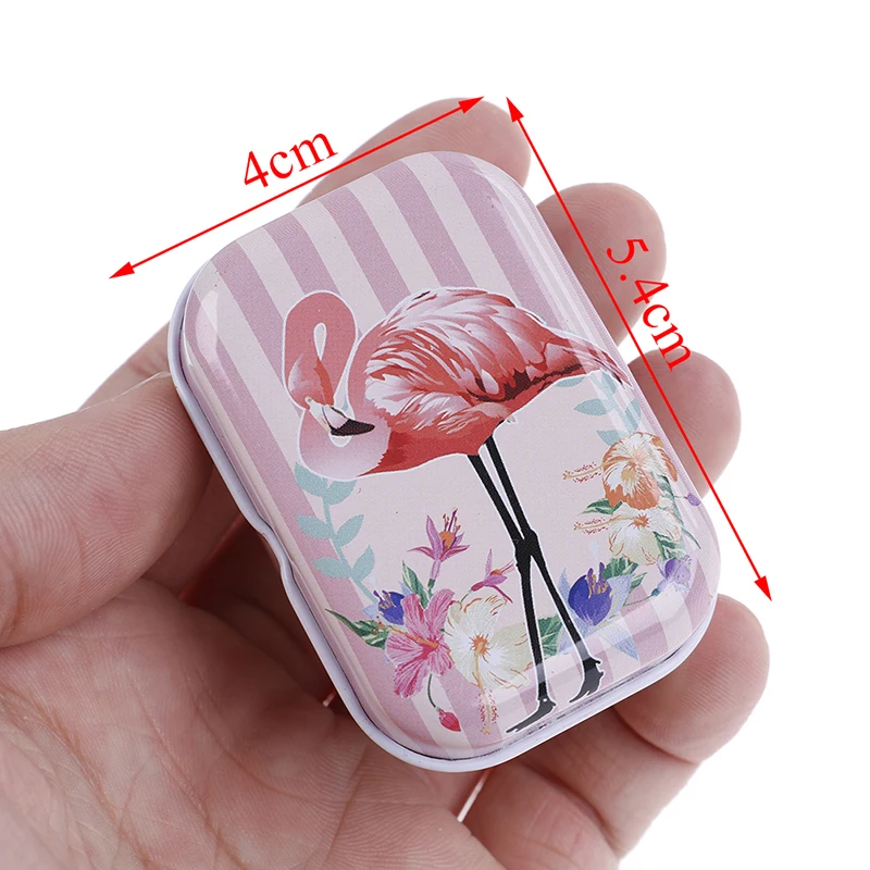 Мини Фламинго металлическая упаковка жестяная банка коробки маленький чехол для лекарств банки для монет наушники для путешествий коробка для таблеток портативный чехол для таблеток случайный