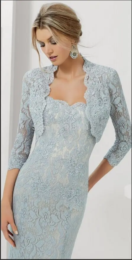 Новое поступление robe de soiree милое длинное свадебное платье с бисером для матери невесты, кружевное платье со съемным жакетом, рукава 3/4