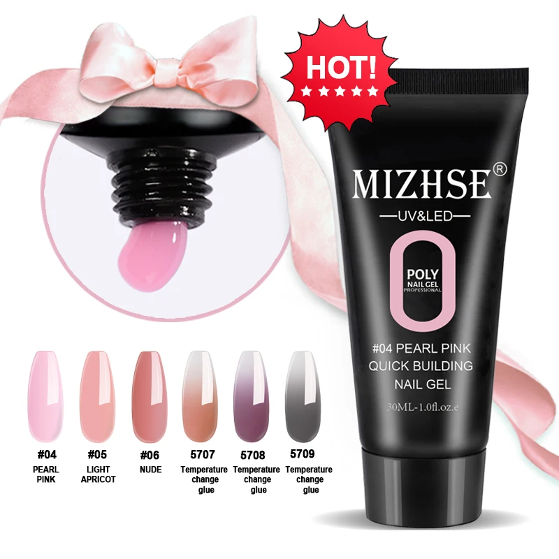 

MIZHSE Acrylic Color Poly Gel Crystal UV LED Fast Builder Finger Extension Gel Tips Color Changes Polygel For Finger Nail Art