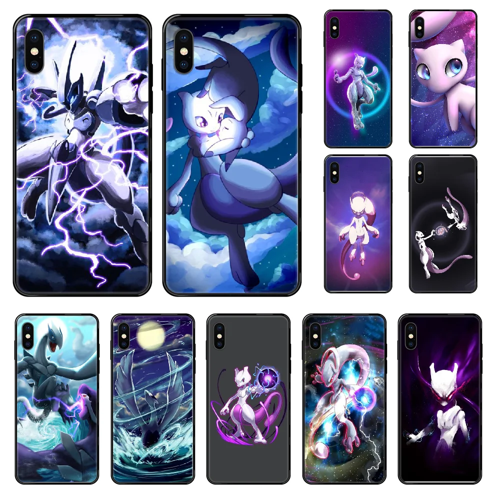 

Anime Mewtwo Pokemons Phone Case Cover Hull For iphone 5 5s se 2 6 6s 7 8 12 mini plus X XS XR 11 PRO MAX black tpu prime pretty