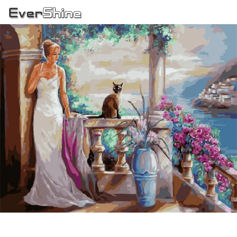 EverShine Painting By Numbers Girl DIY Coloring Hand Painted Kits Drawing Canvas Pictures Figure Home Decor | Дом и сад