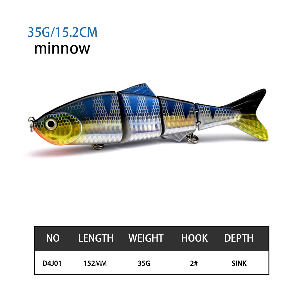 150mm 33g Freshwater 4 Sections multi Jointed life like sinking Swimbait fishing lure Hard Artificial Bait 2