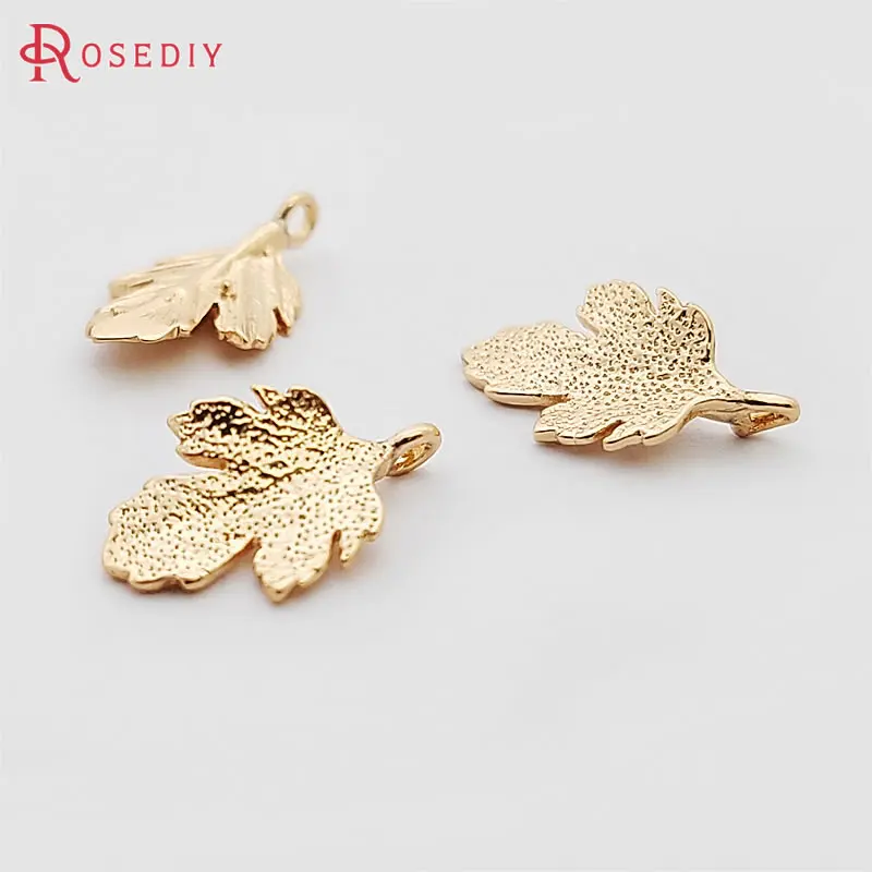 10 шт. латунные подвески в виде листиков дерева цвет шампанского|charm pendant|leaf charm