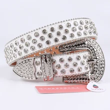 

Western Cowboy Cowgirl Rhinestone Studded Belt Luxury Men Diamond Belt Buckle Fashionable Waist Belts For Women Ceinture Femme