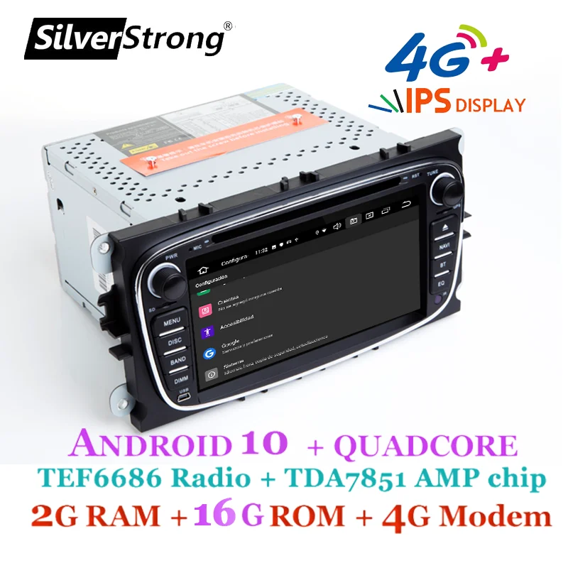 SilverStrong 7 дюймовый 4G модем 2Din dvd Android10 IPS автомобильный DVD плеер для Ford Focus 2 Mondeo Galaxy с