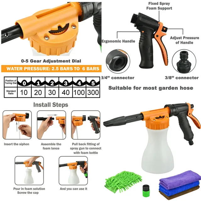 MAXXT Car Wash Foam Gun Sprayer for Garden Hose Foam Cannon Adjustable Soap  Ratio Dial Home Cleaning Use - AliExpress