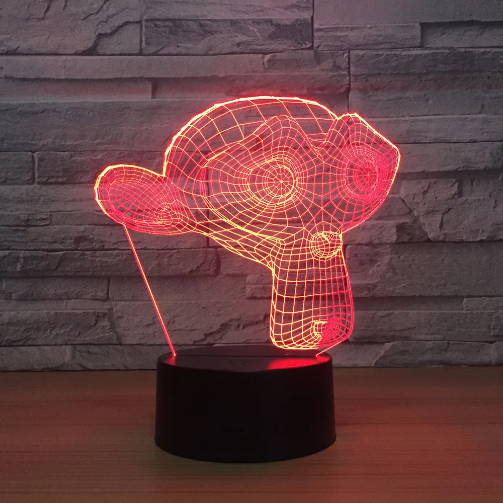 Monkey mask LED 3D Night Light Colorful Usb Remote Touch LED Visual Atmosphere Lamp Home Decor Lights 1250