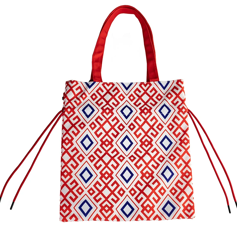 

MENOGGA Drawstring Bag Cotton Portable Reusable Shopping Bags Grocery 3D Printing Durable Casual Daily Use Cloth Bag For Women