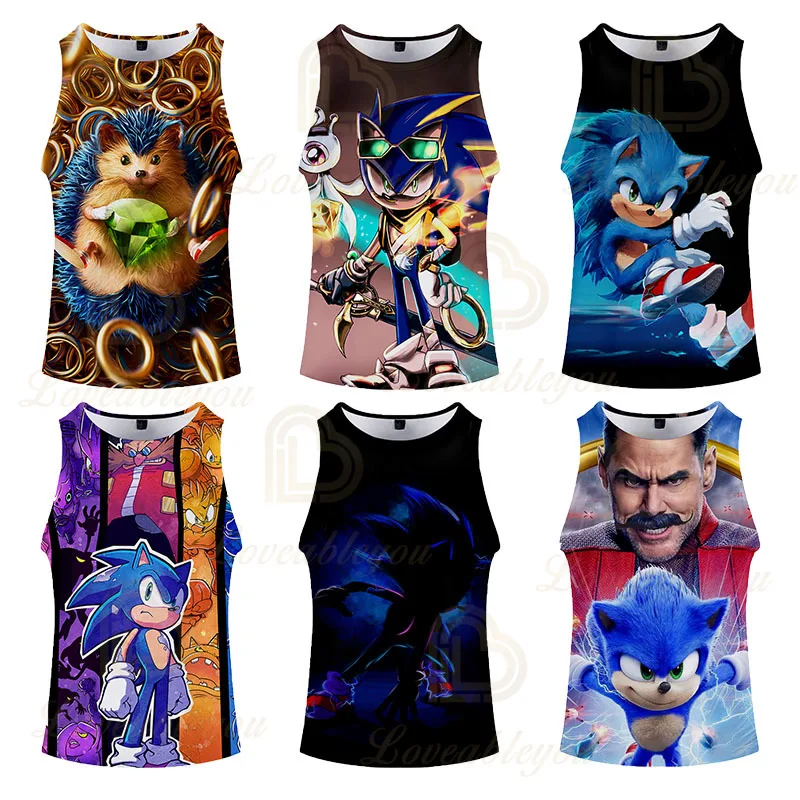 

2020 Summer Sonic The Hedgehog Unisex Hiphop Sleeveless Shirt Women/men's Funny 3d Print Tank Top Man Singlets Vest