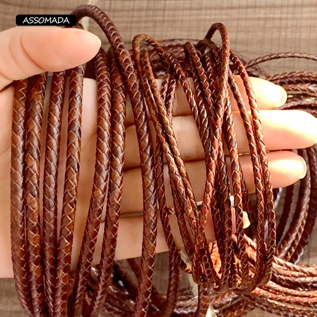 ASSOMADA Round Leather Cord For Jewelry Making Braided Rope