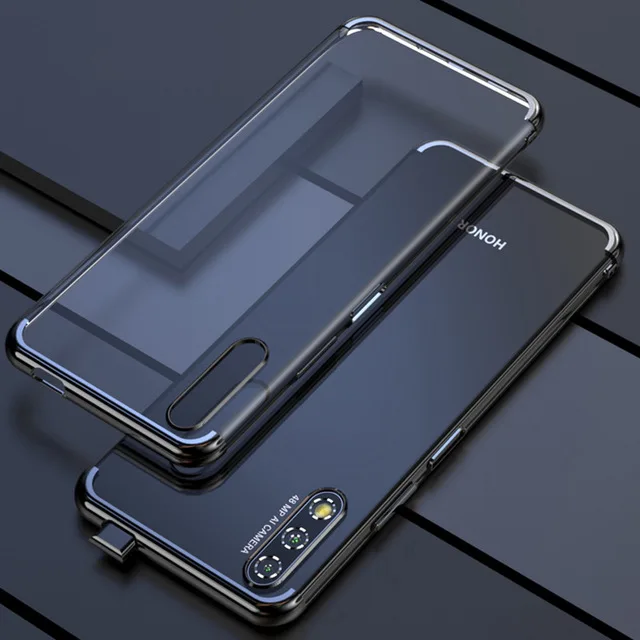 Huawei Honor 9X чехол, ультра-тонкое прозрачное покрытие, Мягкая силиконовая задняя крышка для Honor9X 9XPro 8X Max чехол s Phone Coque - Цвет: Black