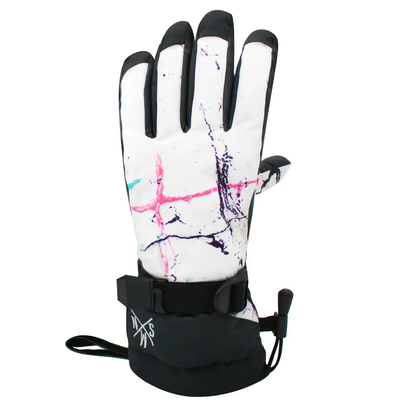 

-30 colorful Women Snow Gloves winter outdoor sports Accessories Mittens Waterproof Windproof Snowboarding Five-finger Ski Glove