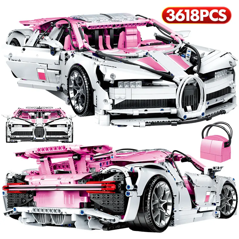

3618PCS City Technic Racing Car DIY Mini Bricks Supercar Bugattis 1:10 Sports Model Building Blocks Toys For Children Gift