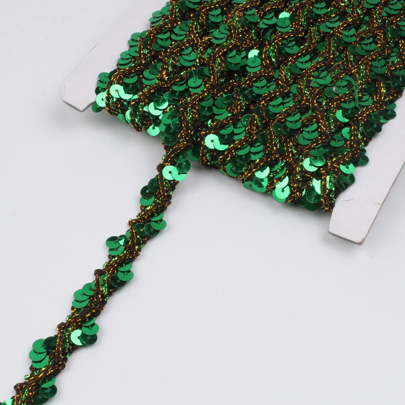 Green 15 мм 5 ярдов Sequines ленты шитье наряд для выступлений и маскарада кружева текстильные оборки материал "сделай сам" - Цвет: Green