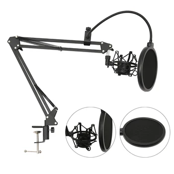 

Microphone Scissor Arm Stand Holder Tripod Microphone Stand With A Spider Cantilever Bracket Universal Shock Mount Tripod