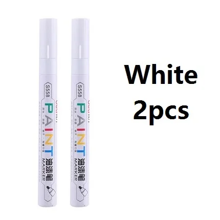 White 2PCS Цельнокроеное платье одна сторона круглый носок маркер белый Цвет постоянный масло Тип быстро сохнут для всех Материал Deli S558 - Цвет: White 2PCS