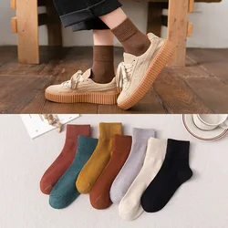 COZOK Classic New Loose Socks Women 200 Needles Cotton Knitting Rib Solid Colors 10 Kinds of 4 Seasons Basic Daily Women Socks