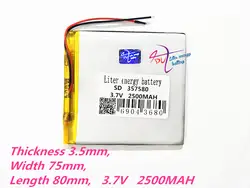 357580 3,7 V 2500 MAH полимерные аккумуляторы для MP4 MP5 gps DVD цифровой видеорегистратор видео игра PAD электронные книги 357680