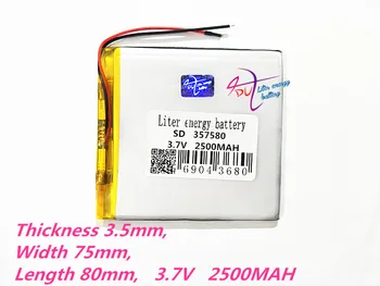 

357580 3.7V 2500MAH Polymer rechargeable batteries For MP4 MP5 GPS DVD DVR mobile video game PAD E-books 357680