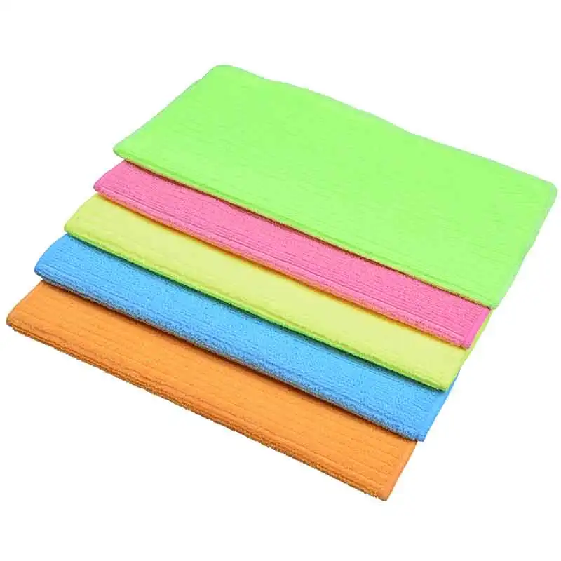 10pcs 30cmx30cm Multi-purpose Microfiber Strips Dishcloths Kitchen Dish Cloth Cleaning Cloths - Assorted Color