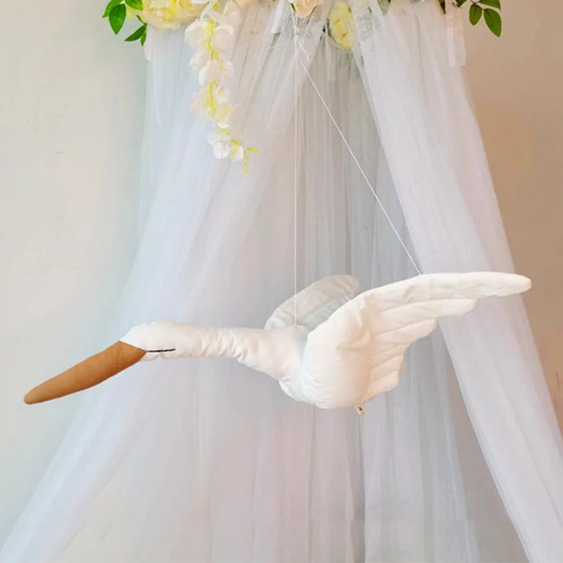 Wall Hanging Pendant Cotton Line wall hanging Swan Plush Stuffed Doll Creative fabric family bedroom Nursery soothing pillow rooms hanging ornaments