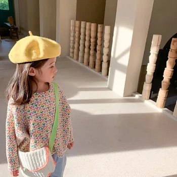 

5085 Kids Baby Girl Sweaters Colorful Heart Knitted Pullover Casual Long Sleeve Children's Tops Sweet Baby Girl Clothes