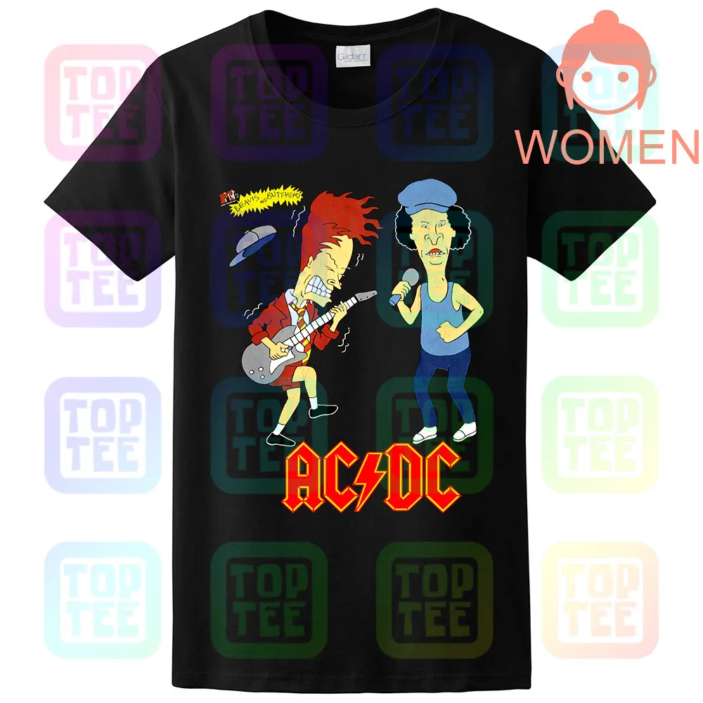Ограниченная серия! 1996 AC/DC Beavis and Butthead футболка тяжелый хлопок США размер - Цвет: WOMEN-BLACK