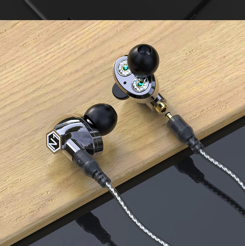 VJJB N1 Quad Driver наушники-вкладыши Hi-Fi супербасы проводные наушники DJ двойная динамическая гарнитура с микрофоном съемный кабель